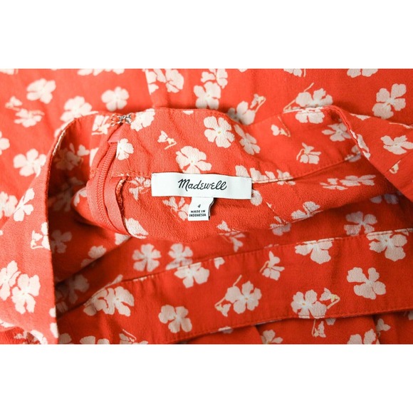Madewell Ruffle Wrap Midi Skirt in Happy Hibiscus Floral Red - Picture 3 of 5